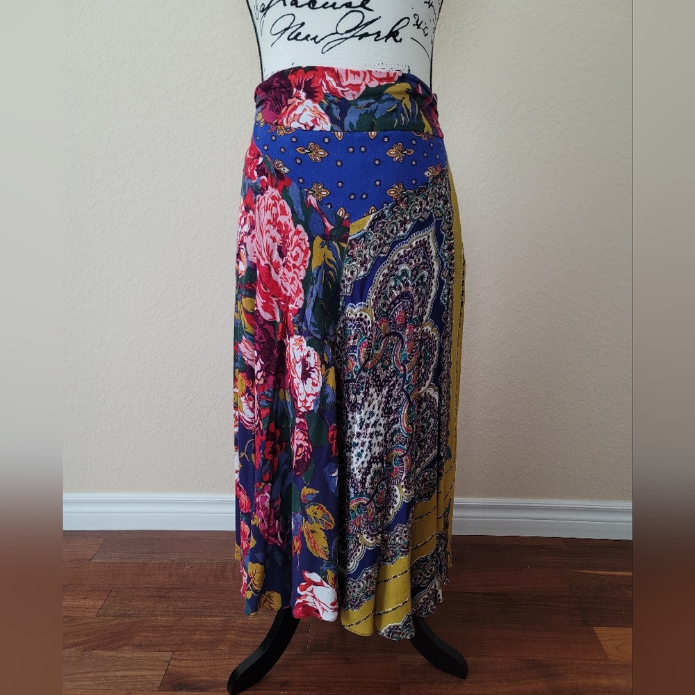 Anthropologie Multicolor Floral and Paisley Skirt